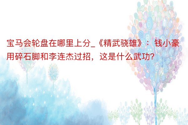 宝马会轮盘在哪里上分_《精武骁雄》：钱小豪用碎石脚和李连杰过招，这是什么武功？